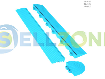 Ανοιχτό μπλε άκρο / άκρη / γωνία για την πλευρά του αρθρωτού δαπέδου PVC – DUa625 / DUa626 / DUa627